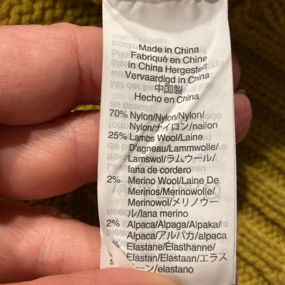 Mustard color with grey accent sweater. Detailed in rhinestones and soft Alpaca - Picture 4 of 5